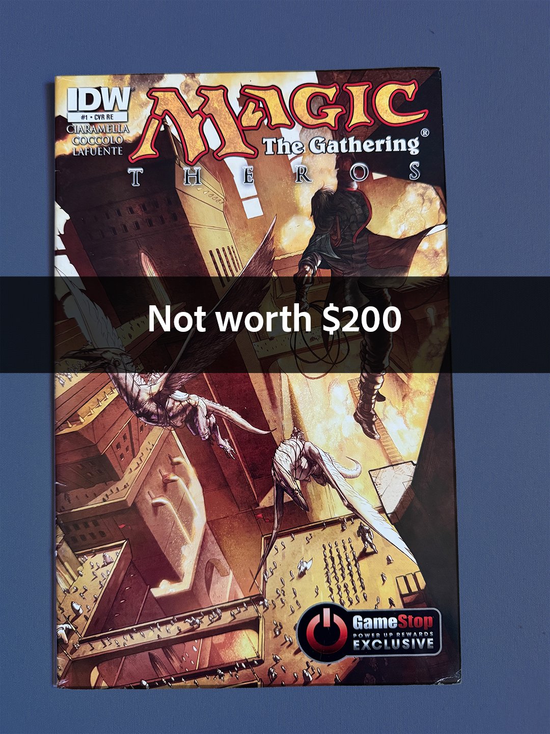 The Magic: The Gathering — Theros #1 GameStop variant I scanned — the app wanted to call it a $200 book.
